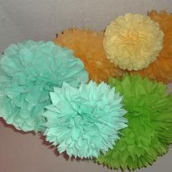 7 tissue paper poms. Wedding decorations