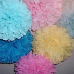 Birthay decorations. 7 tissue paper poms